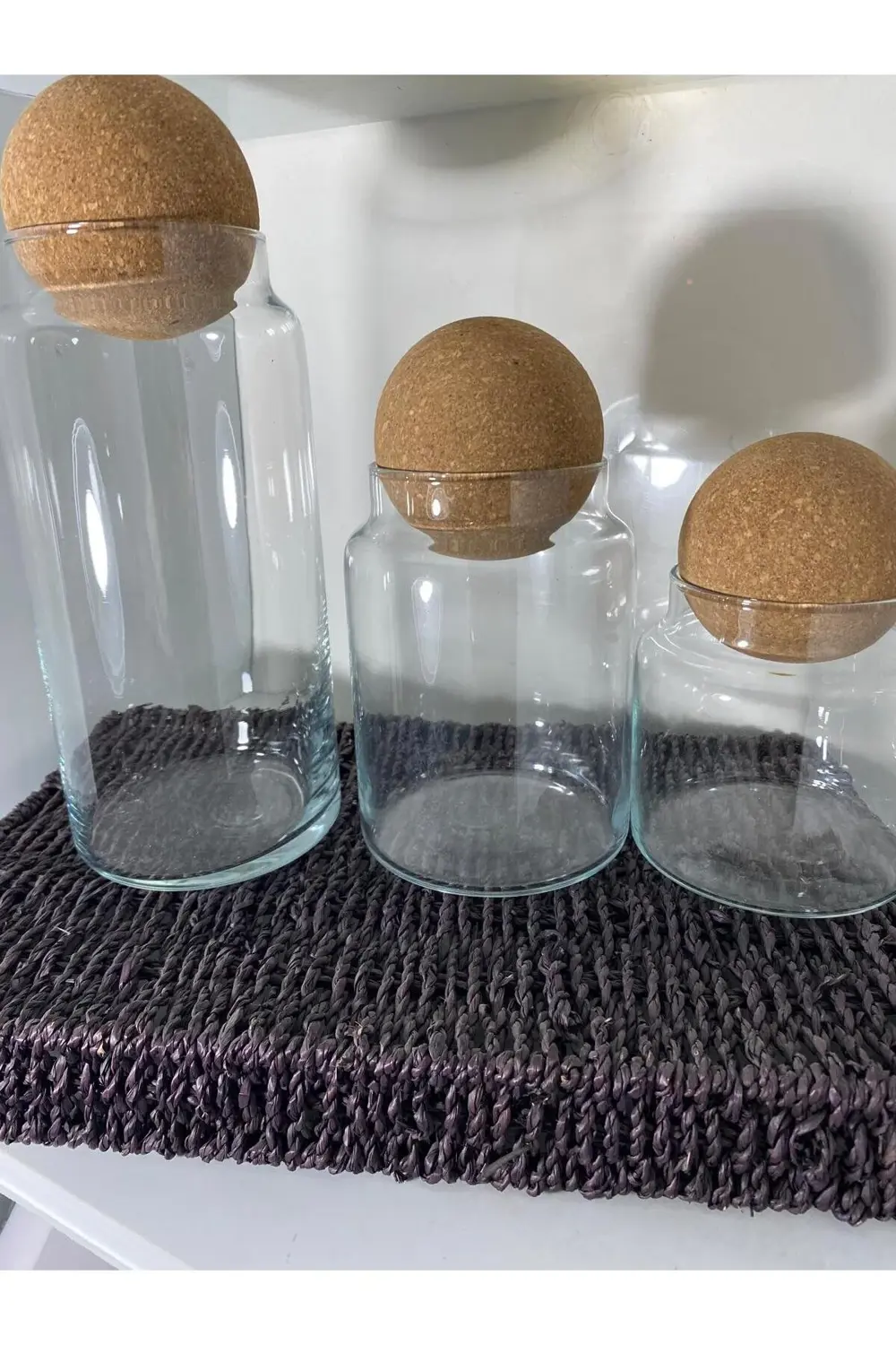 Sughero 3'lü Top Mantar Kapaklı Cam Kavanoz