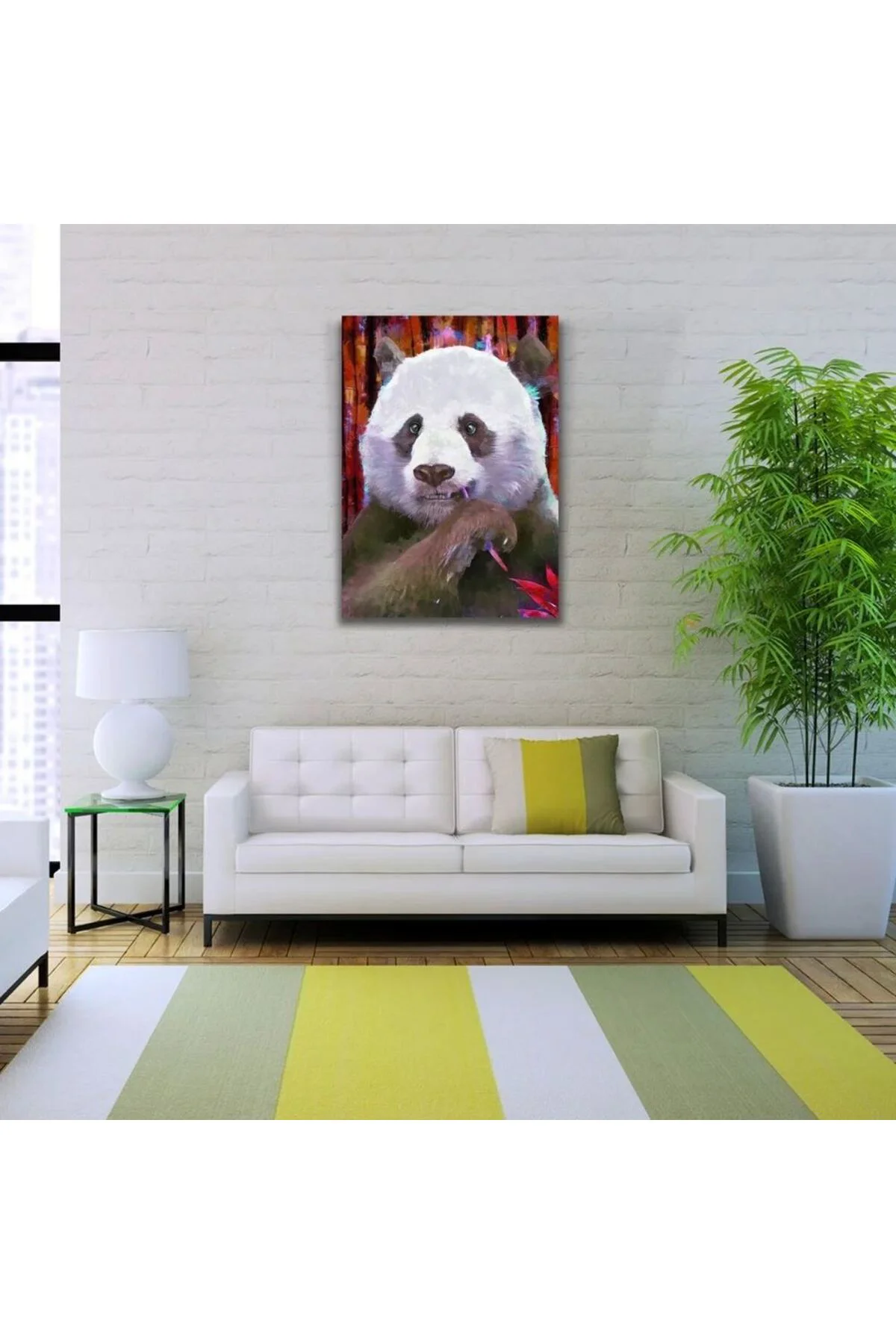 Suluboya Tekniğinde Panda Görseli Kanvas Tablo 50 x 70