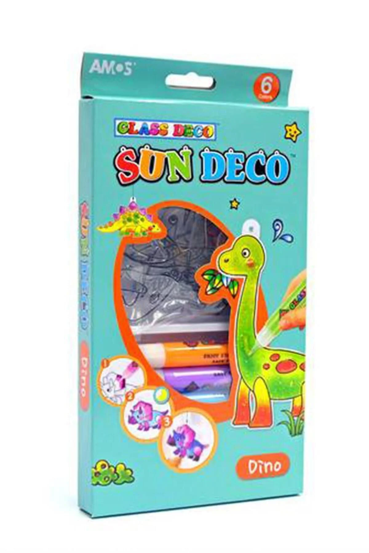 Sun Deco Dino Cam Boyası 6 Renk x 10.5 ml + 6 Pleksi Sun Deco Dino Cam Boyası 6 Renk x 10.5 ml + 6 Pleksi