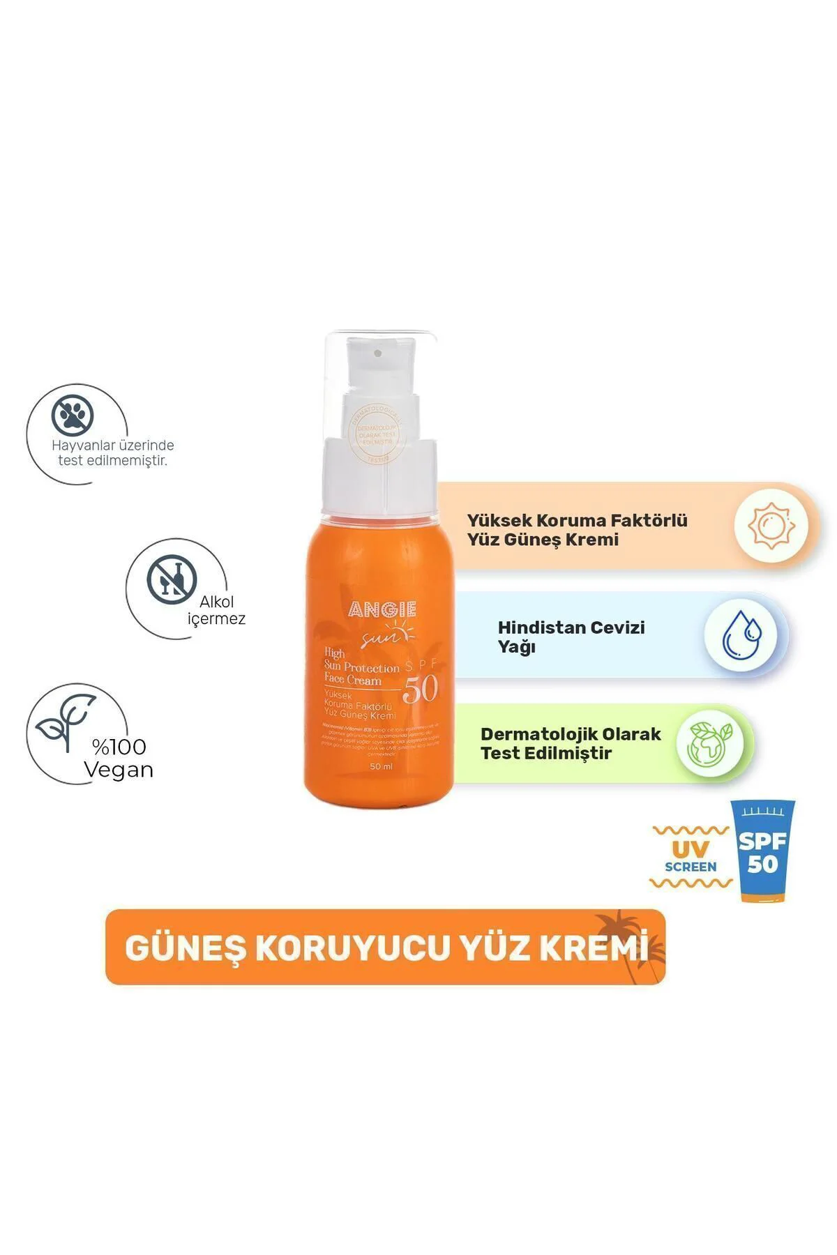 Sun Face 50 Spf Ürün Güneş Kremi 50 ml Unisex Renk Bronz (VEGAN) Fiyatı, Yorumları ve Özellikleri