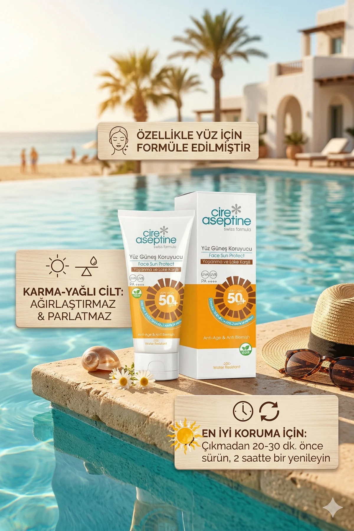 Sun Yüz Güneş Koruyucu Spf50+ Yaşlanma ve Leke Karşıtı 50 ml