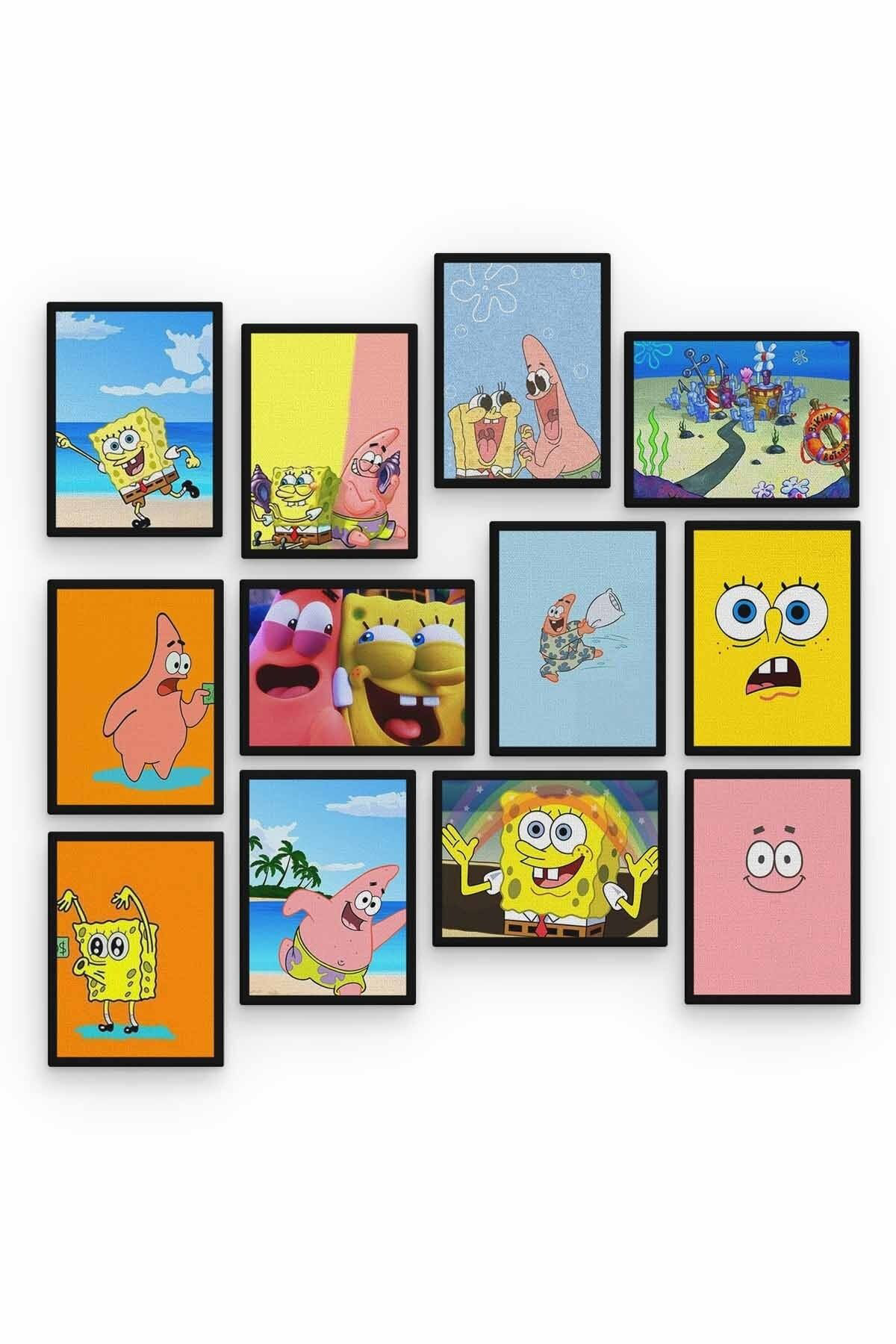 Sünger Bob 12 Parça Ahşap Mdf Tablo Zlltb233