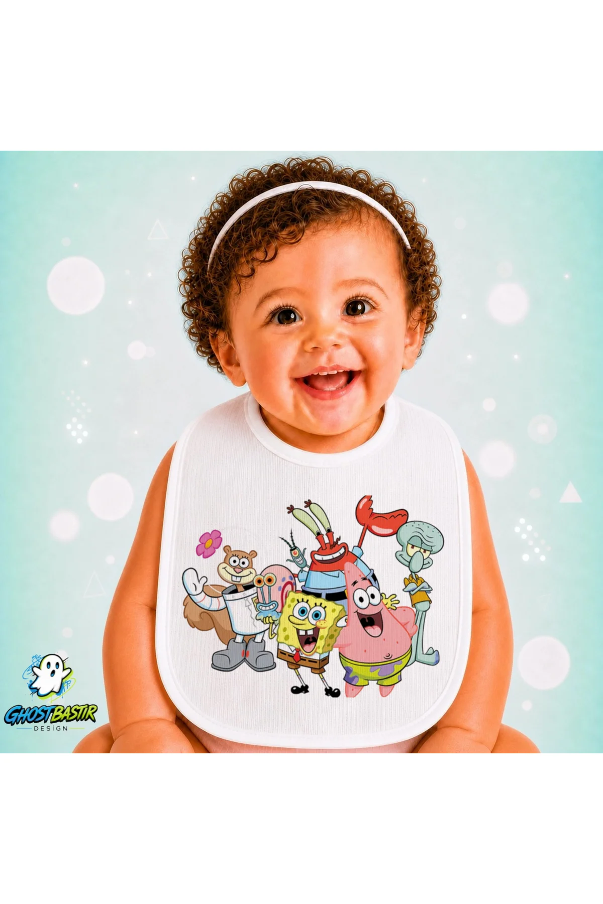 Sünger Bob Keten Bebek Mama Önlüğü – Yumuşak, Emici, Yıkanabilir, Özel Tasarım P179