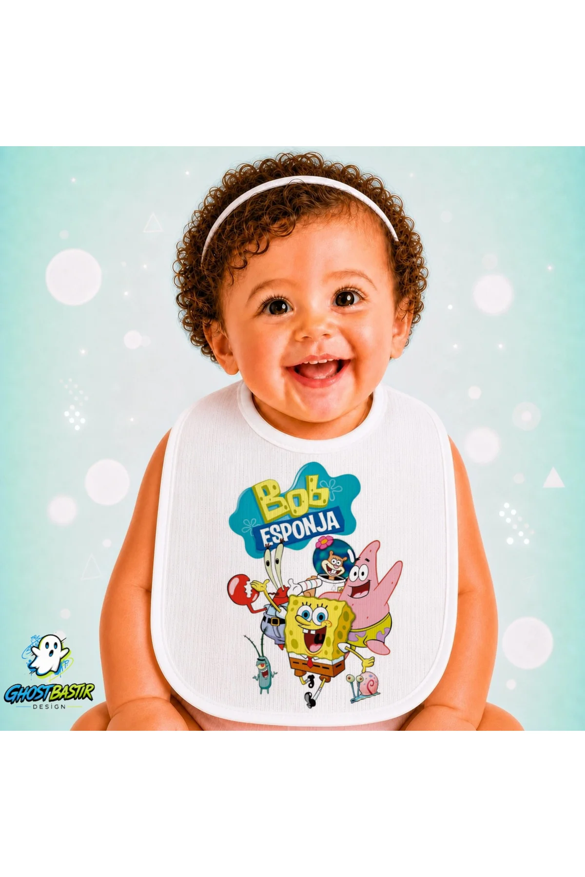 Sünger Bob Keten Bebek Mama Önlüğü – Yumuşak, Emici, Yıkanabilir, Özel Tasarım P180