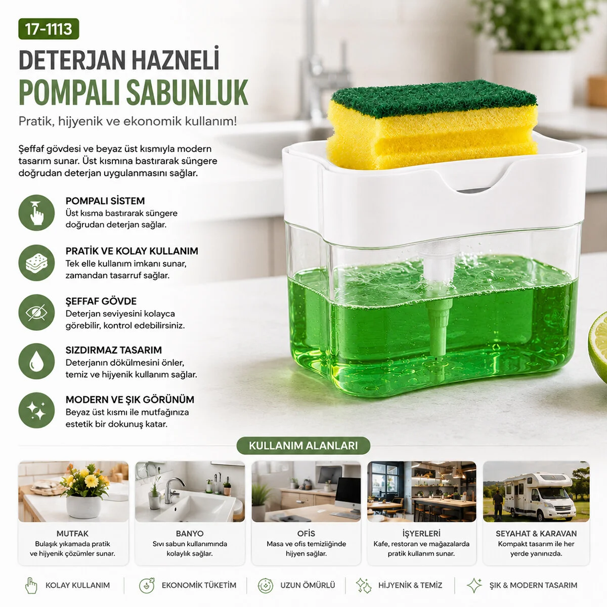 Sünger Hediyeli Deterjan Hazneli Pompalı Süngermatik