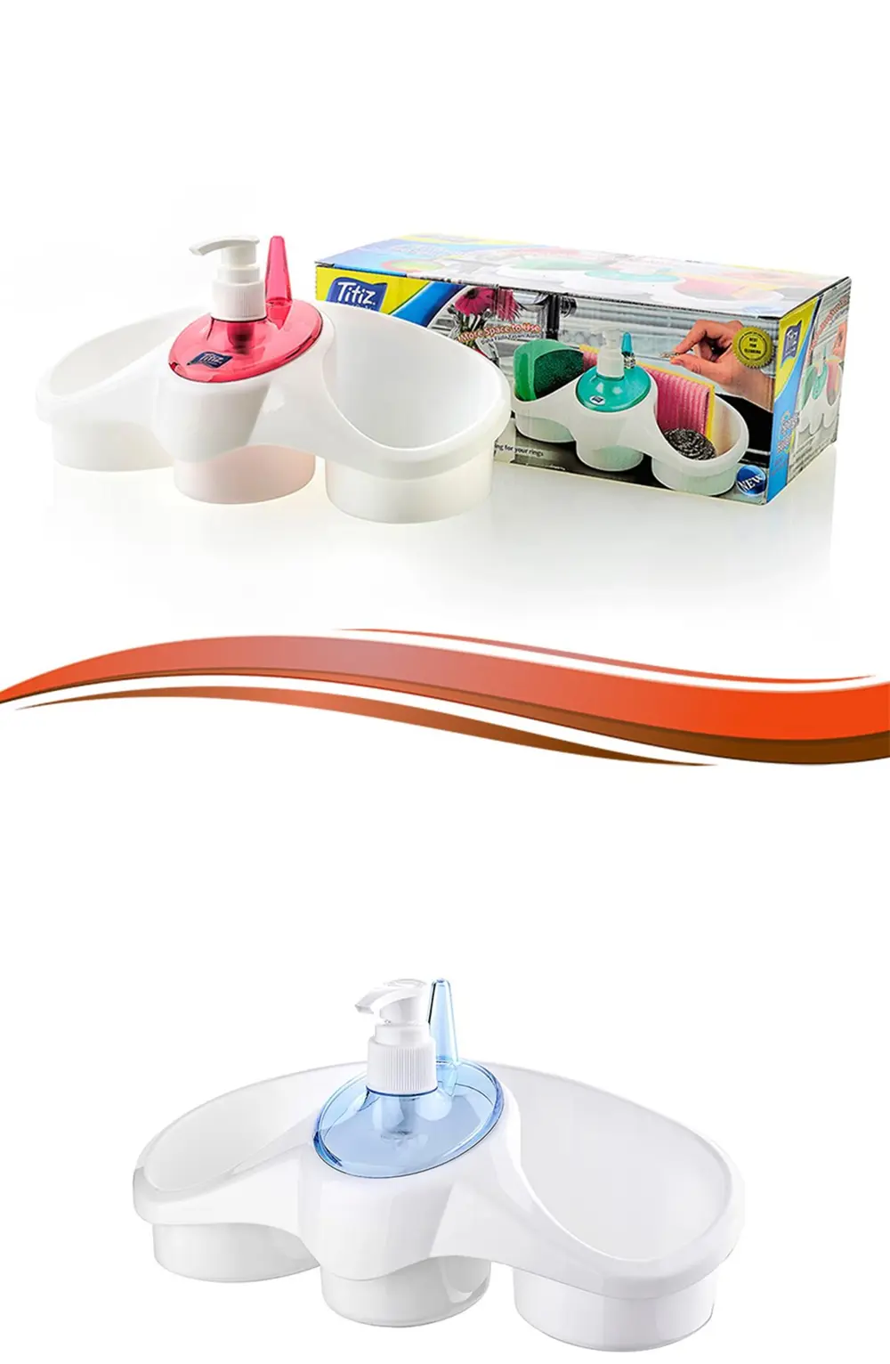 Sünger ve Deterjan Hazneli Lavabo Düzenleyici Sabunluk Organizer Sünger ve Deterjan Hazneli Lavabo Düzenleyici Sabunluk Organizer