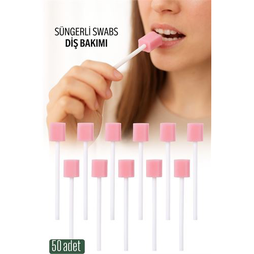 Süngerli Swab - Ağız ve Diş Bakım Çubuğu - 50 Adet Süngerli Swab - Ağız ve Diş Bakım Çubuğu - 50 Adet