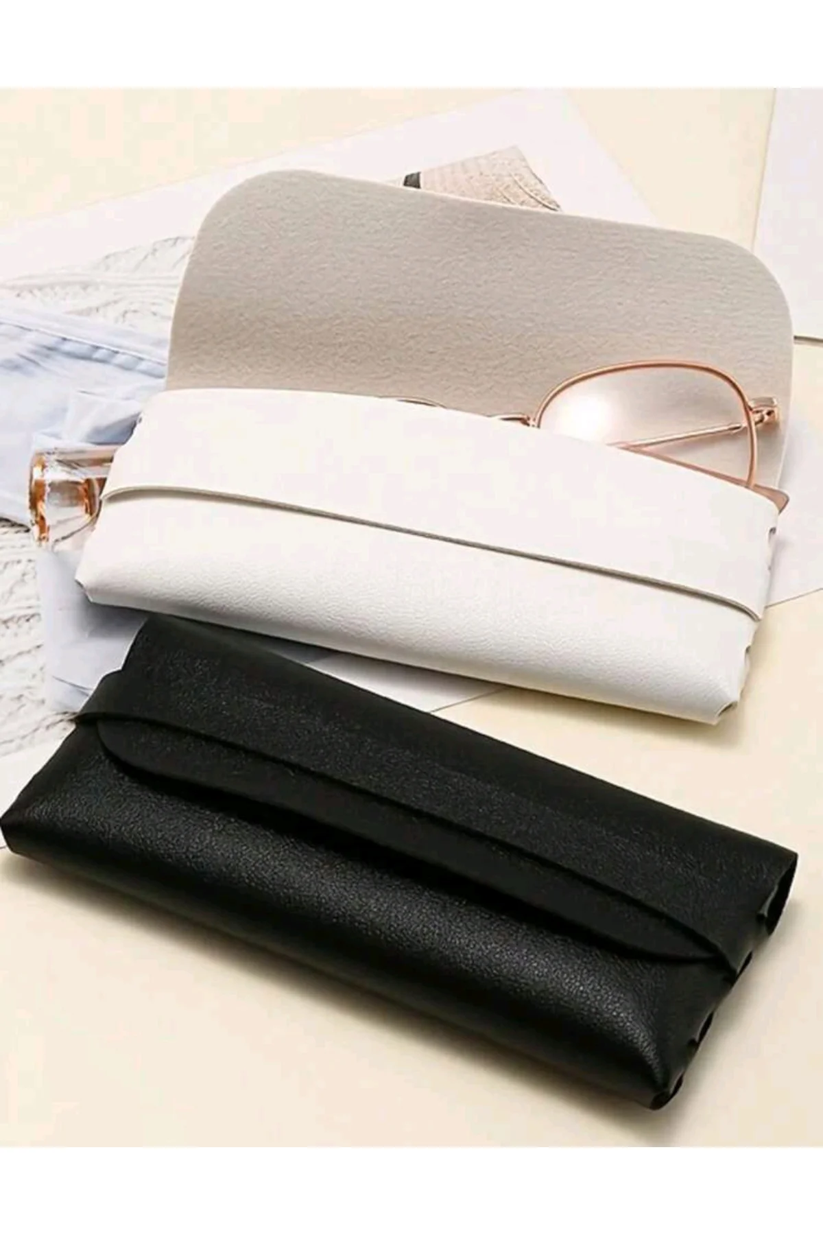 Suni Deri Gözlük Kılıfı (beyaz)