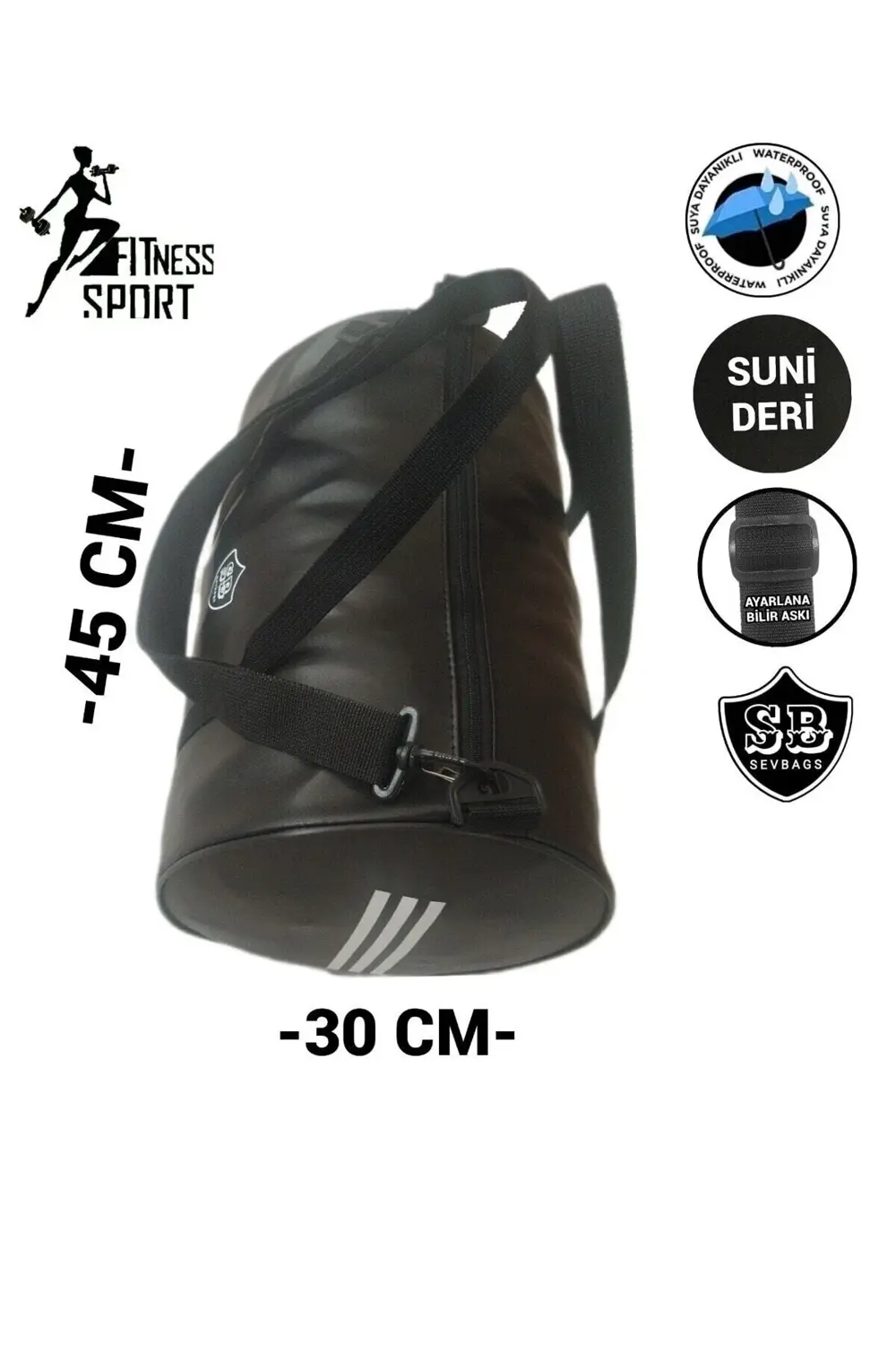 SUNİ DERİ SİLİNDİR FİTNES VE SPOR ÇANTASI