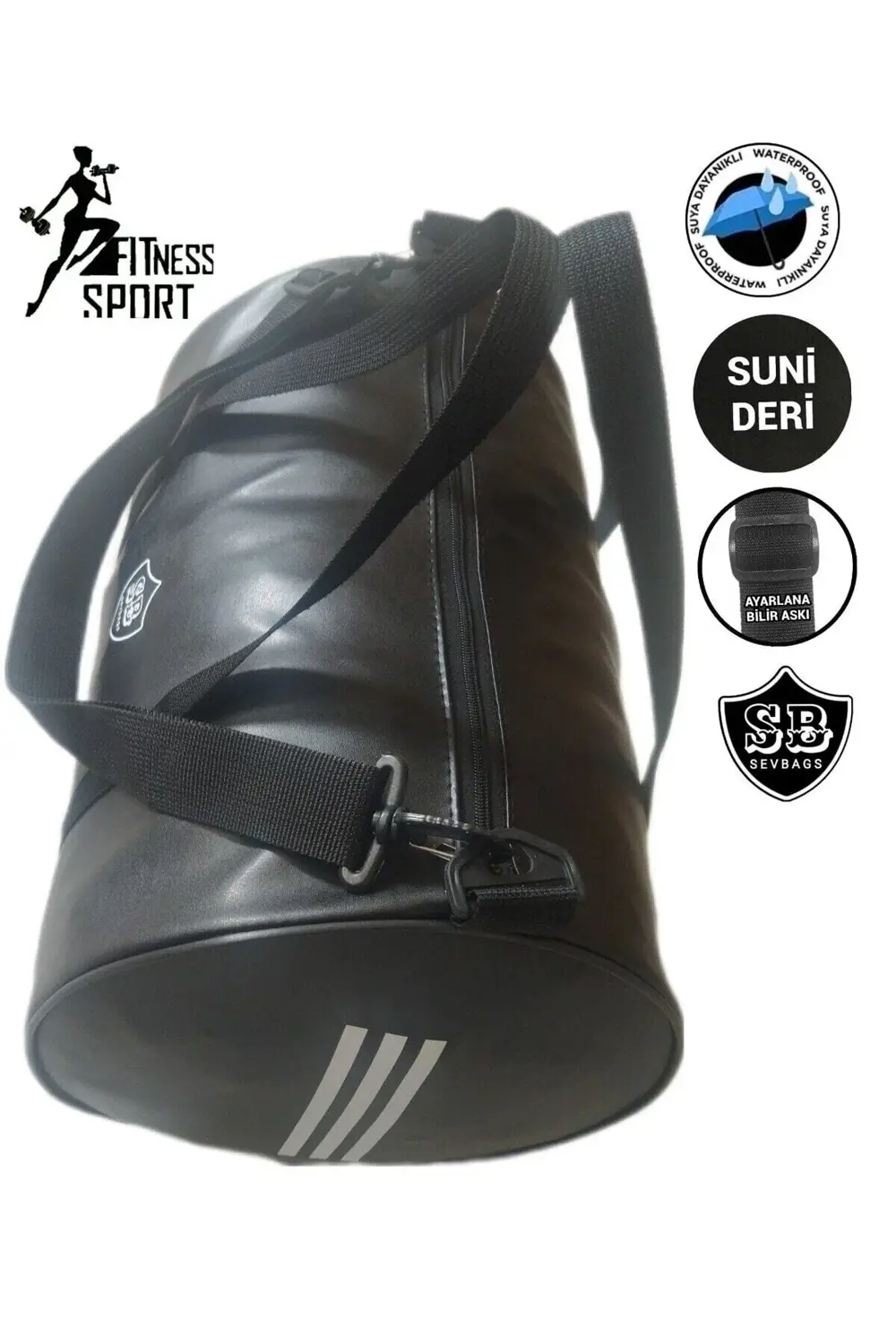 SUNİ DERİ SİLİNDİR FİTNES VE SPOR ÇANTASI