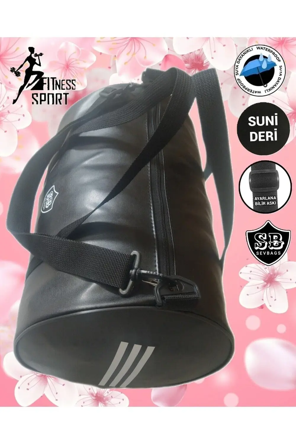 SUNİ DERİ SİLİNDİR FİTNES VE SPOR ÇANTASI