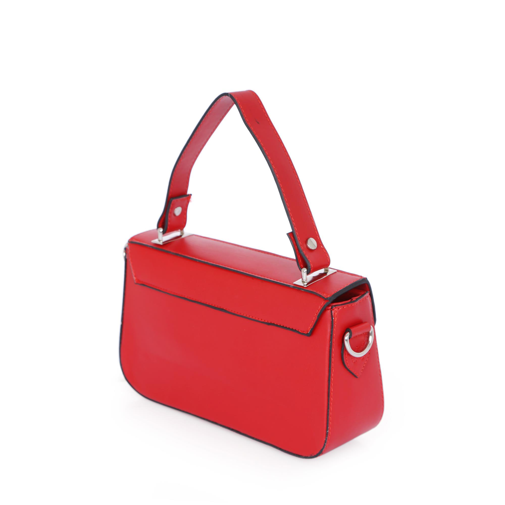 Suni  Deri Üstten Tutmalı ve Askılı Düz Renk Bayan Çantası