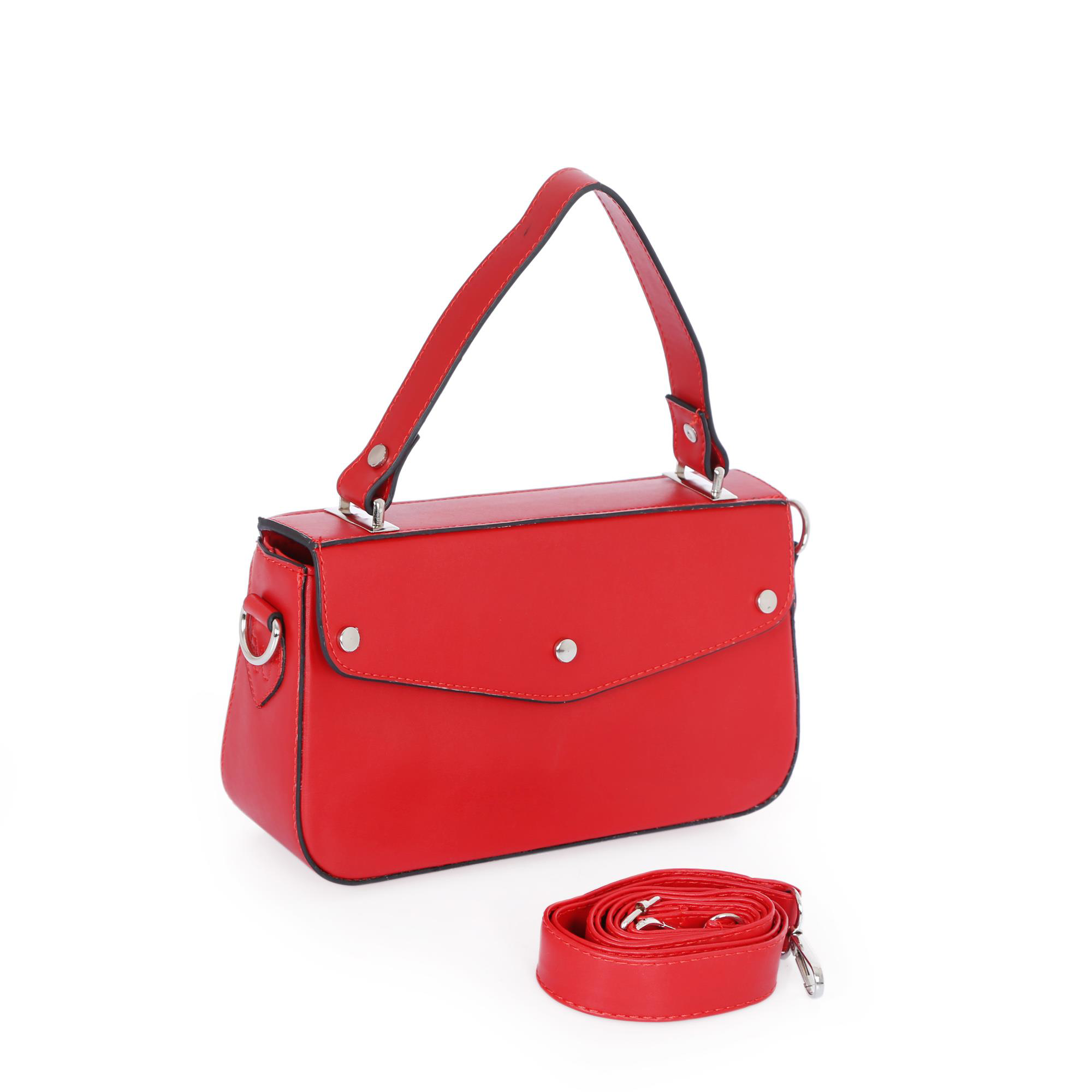 Suni  Deri Üstten Tutmalı ve Askılı Düz Renk Bayan Çantası