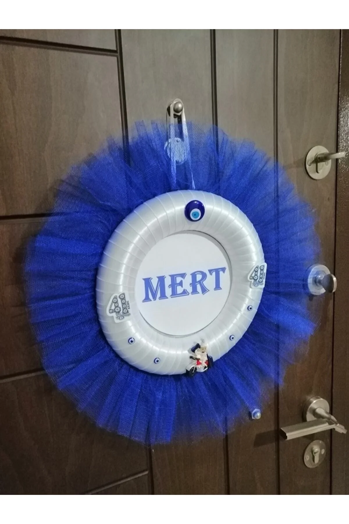 Sünnet Kapı Süsü Mavi Tüllü, Isim Yazılı Snk4