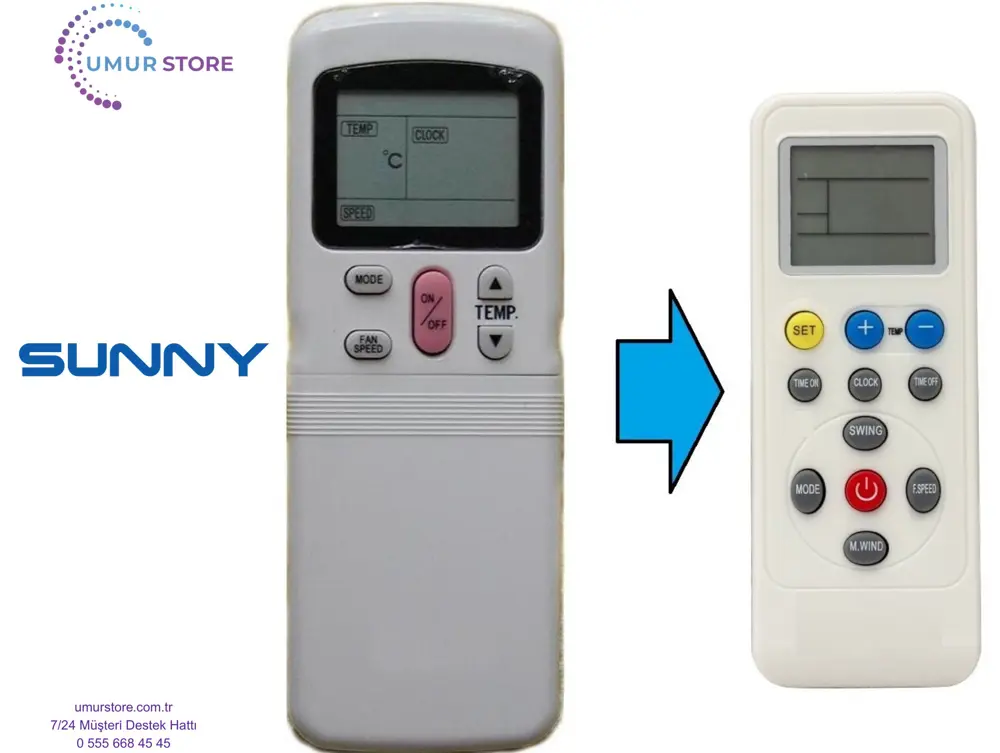 Sunny Klima Kumandası – Eşdeğer Sunny Klima Kumandası – Eşdeğer