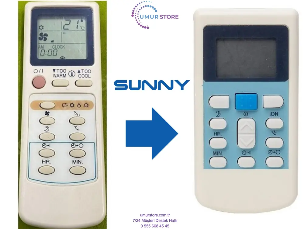 Sunny Klima Kumandası Eşdeğer Sunny Klima Kumandası Eşdeğer