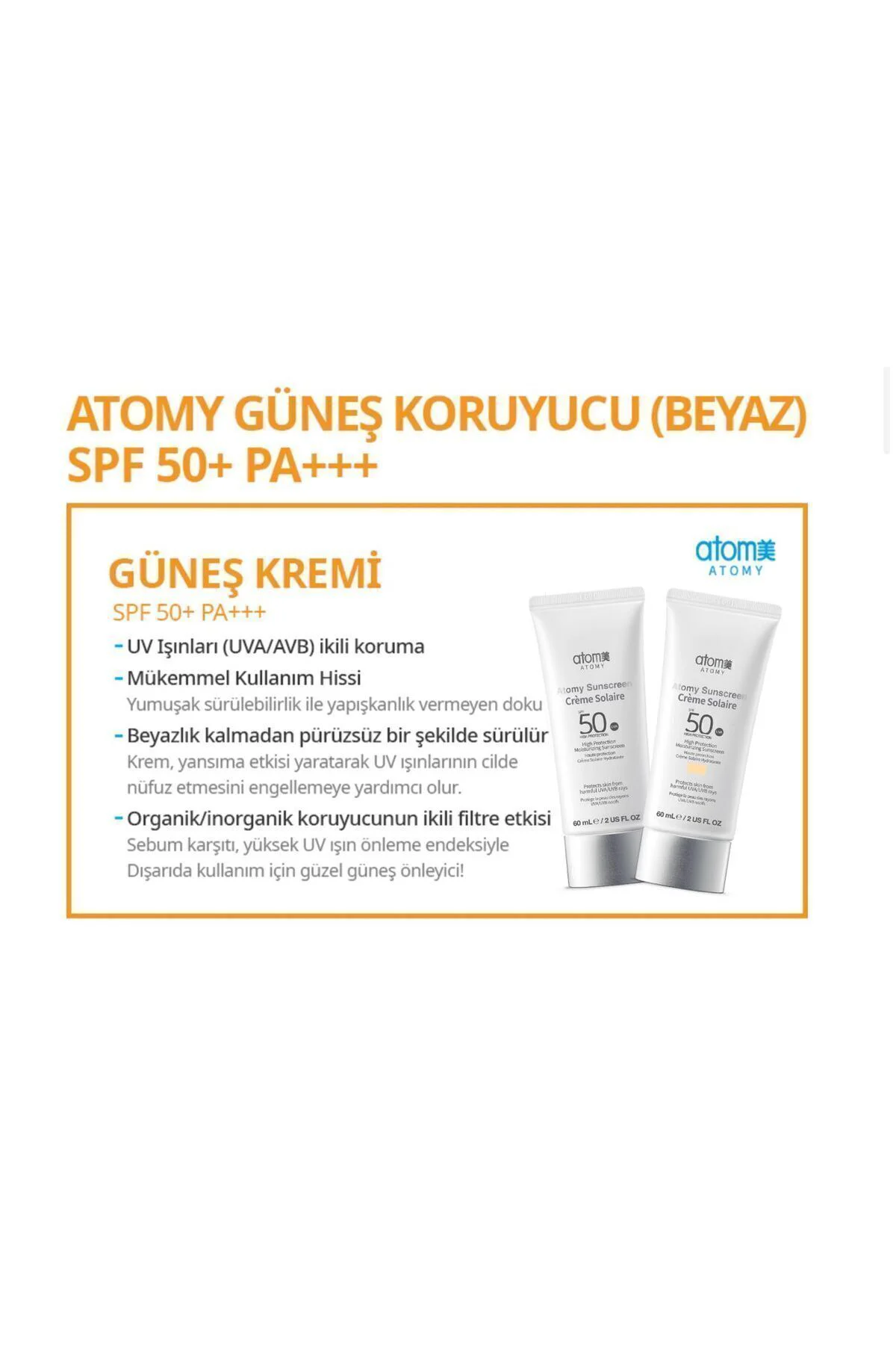 SUNSCREEN RENKLİ GÜNEŞ KORUYUCU SPF50+ PA+++ (BEJ) 60ML(14-02-202