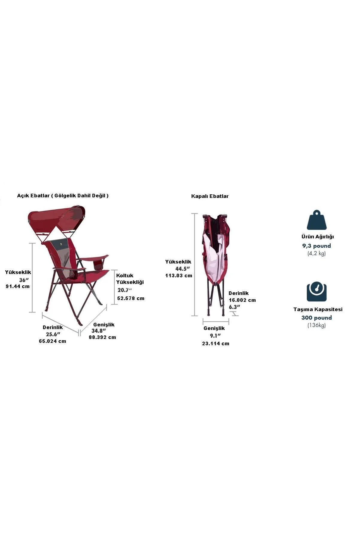 Sunshade Comfort Pro Chair™ Güneşlikli Katlanır Plaj Sandalyesi