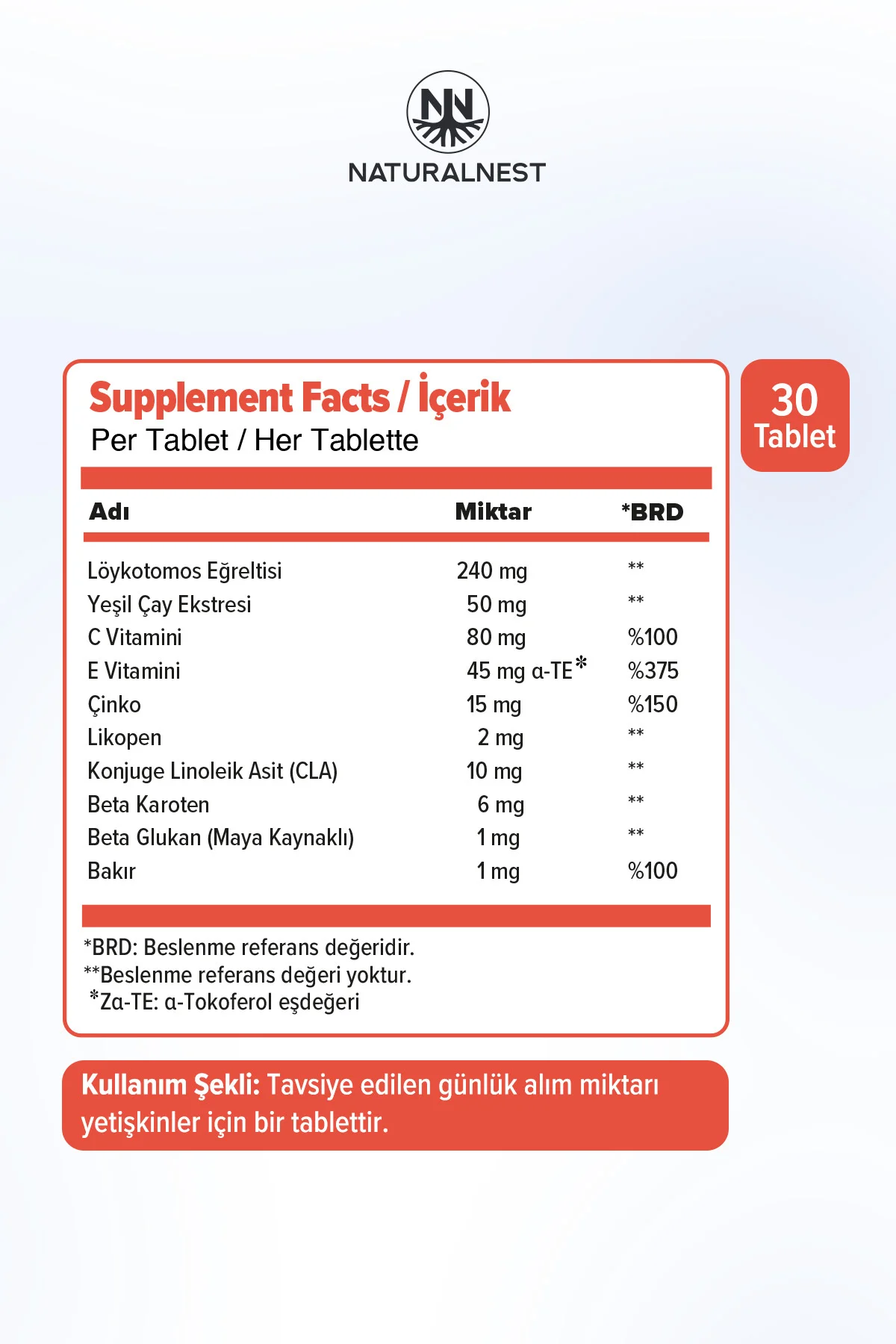 Suntab 30 Tablet - Beta Karoten, Beta Glukan, Yeşil Çay Ekstresi, C vitamini, E Vitamini, Çinko Suntab 30 Tablet - Beta Karoten, Beta Glukan, Yeşil Çay Ekstresi, C vitamini, E Vitamini, Çinko