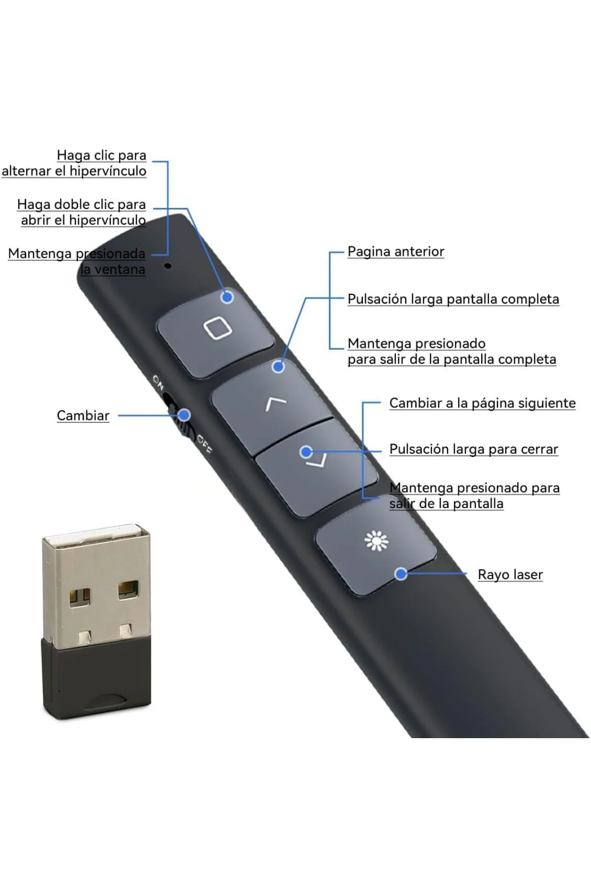 Sunum Kumandası Laser Pointer Kablosuz Lazer Sunum Kalemi Tak Çal