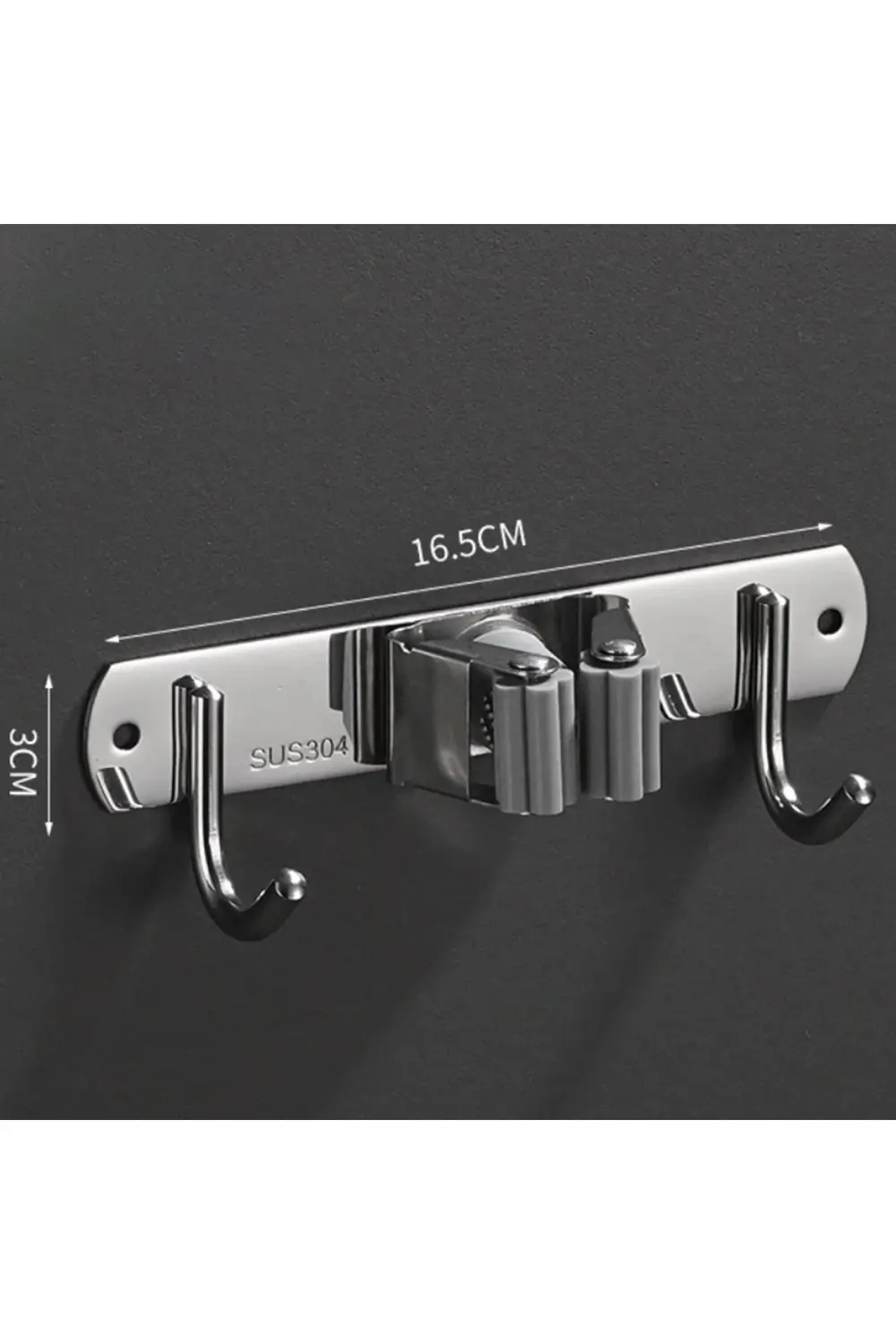 SUNUP SN-26348 ÇİFT KANCALI PASPAS-SÜPÜRGE TUTUCU - KLİPSLİ ASKIL