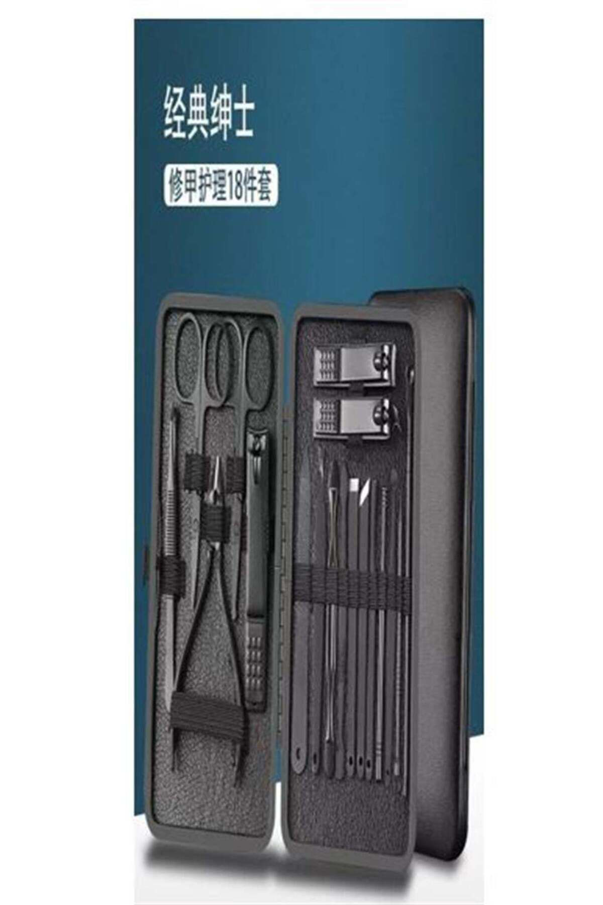 Sunup SN-27099 Siyah Paslanmaz Çelik 18in1 Profesyonel Manikür Tı