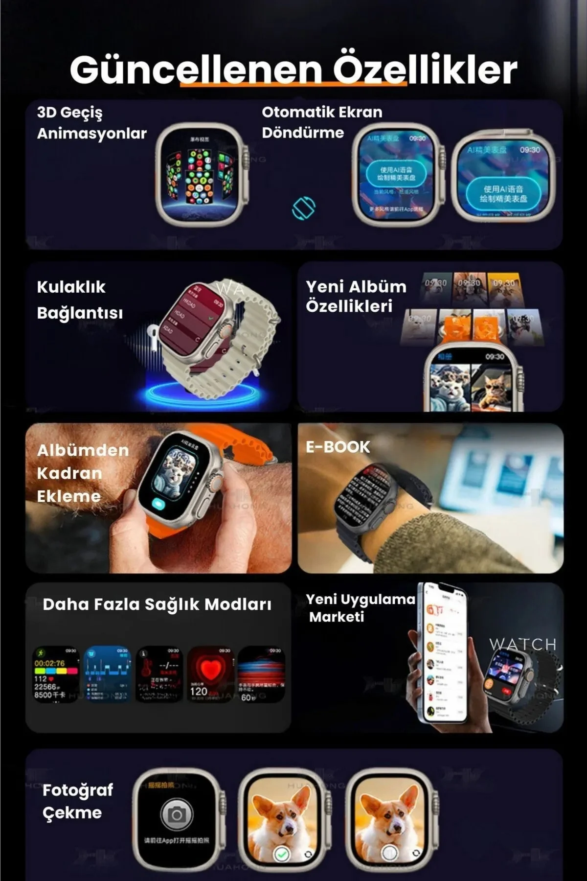 Süper AMOLED Ekranlı, Yapay Zeka Destekli, Nabız ve Uyku Takip Özellikli Akıllı Saat