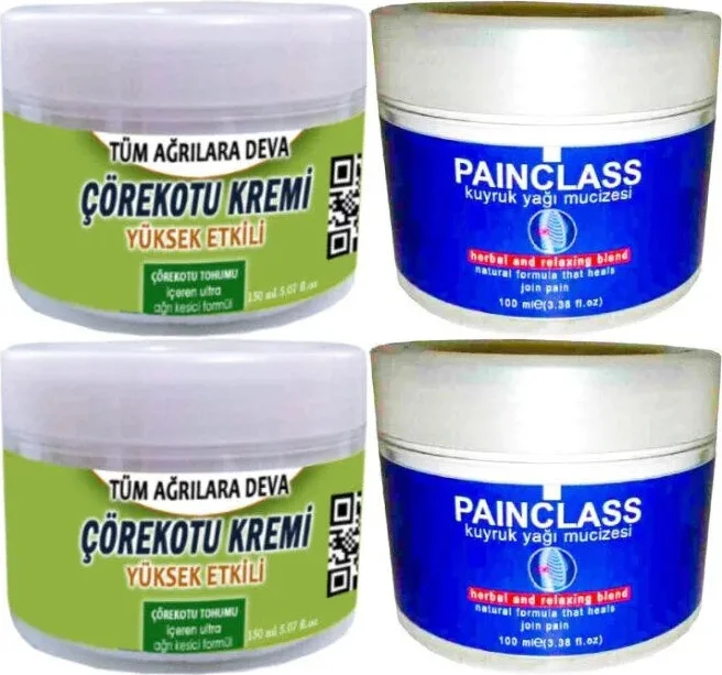 Süper Çörek Otu Kremi 2X150 ml + Painclass Kuyruk Yağı Kremi 2X100 ml - Eklemler ve Kas Ağrıları İçin
