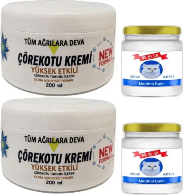Süper Çörek Otu Kremi XL 2x200 ml + Snow Kitten Menthol Balm 2x50 ml
