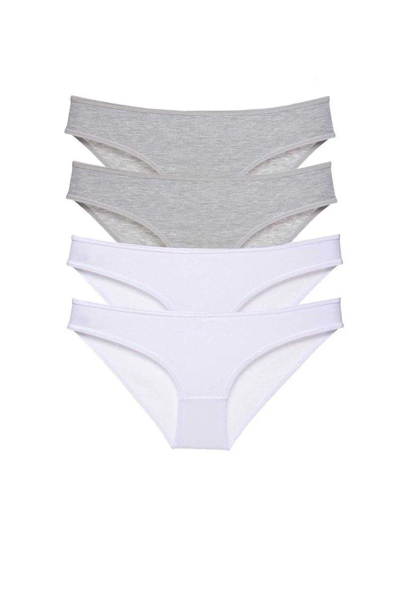 Süper Eko Set Likralı Kadın Slip Külot - 4'lü Gri Beyaz Pamuklu Külot Seti Fiyatı, Yorumları ve Özellikleri