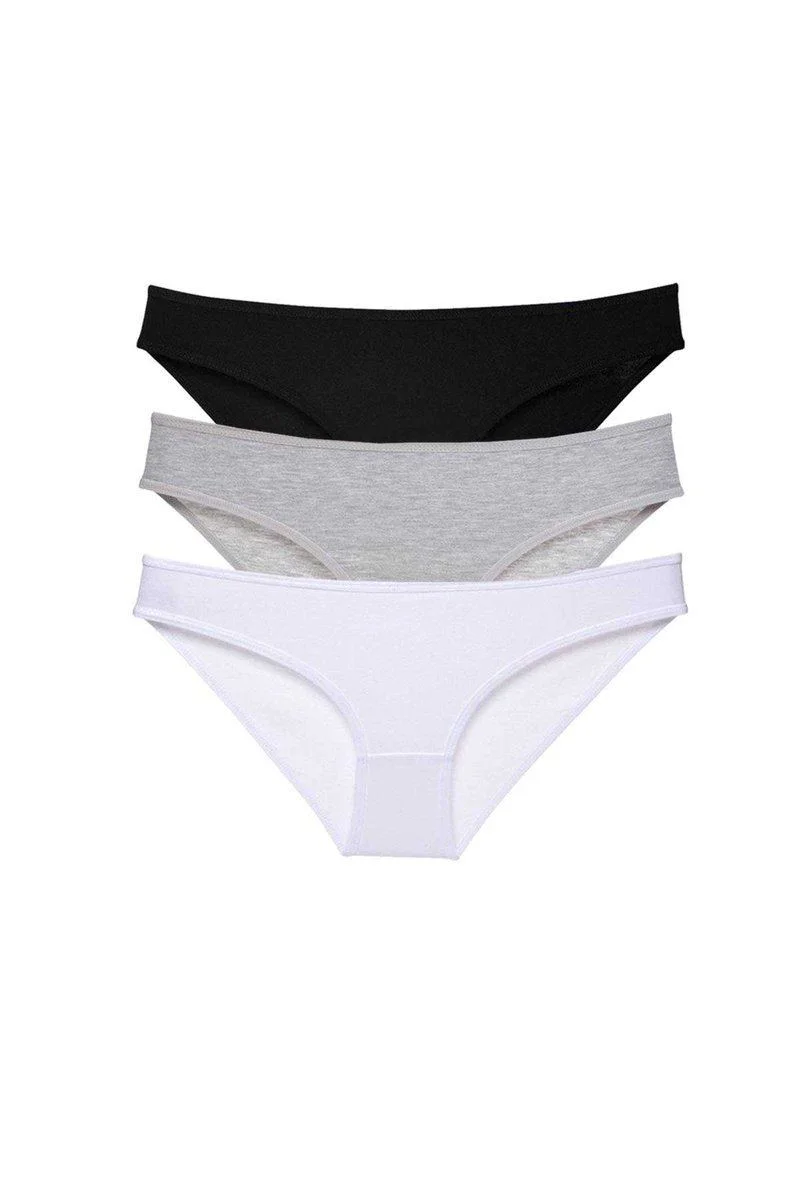 Süper Eko Set Likralı Kadın Slip Külot - 3'lü Siyah Gri Beyaz Pamuklu Külot Seti Fiyatı, Yorumları ve Özellikleri
