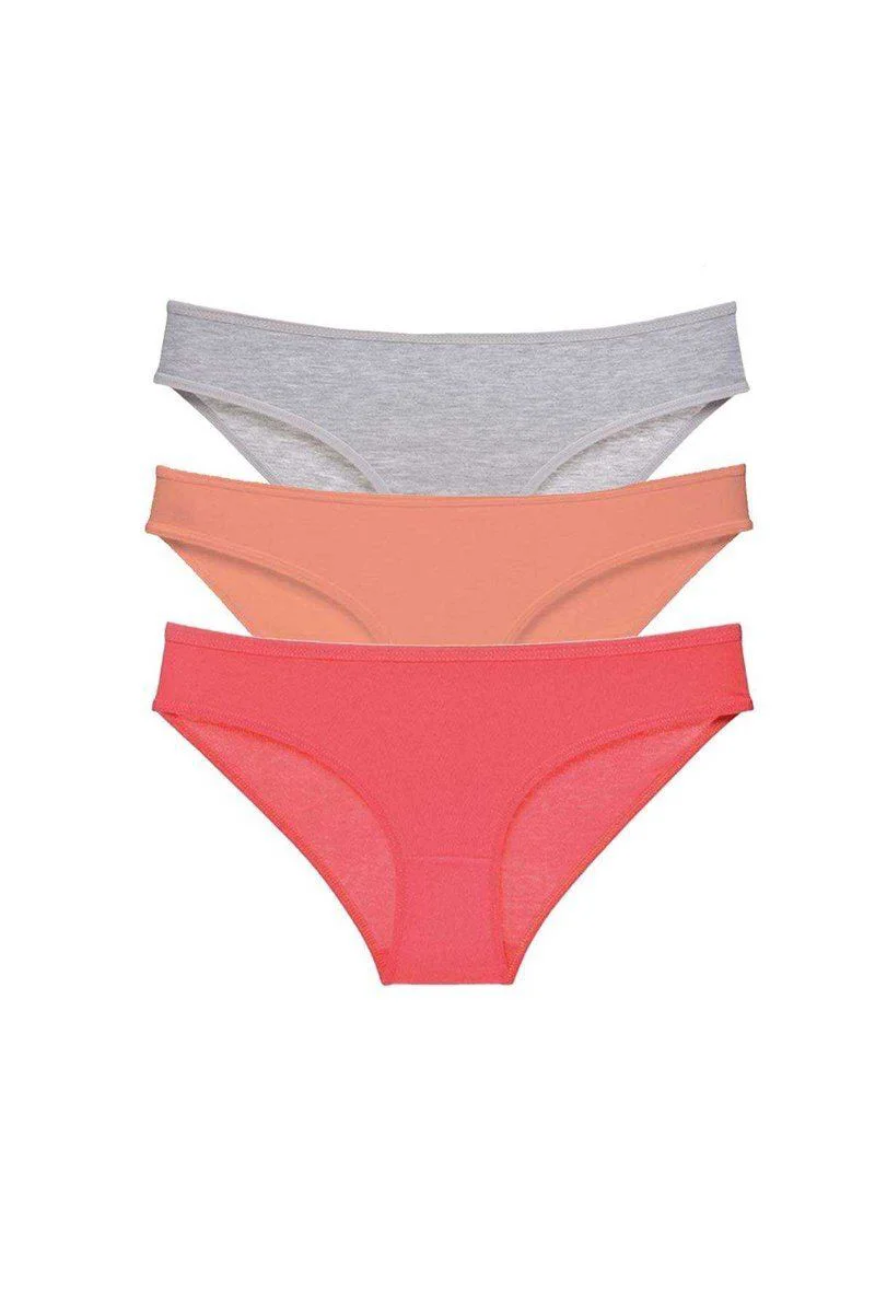 Süper Eko Set Likralı Kadın Slip Külot 3'lü Set Gri Pudra Fuşya Pamuklu Rahat Külot Fiyatı, Yorumları ve Özellikleri