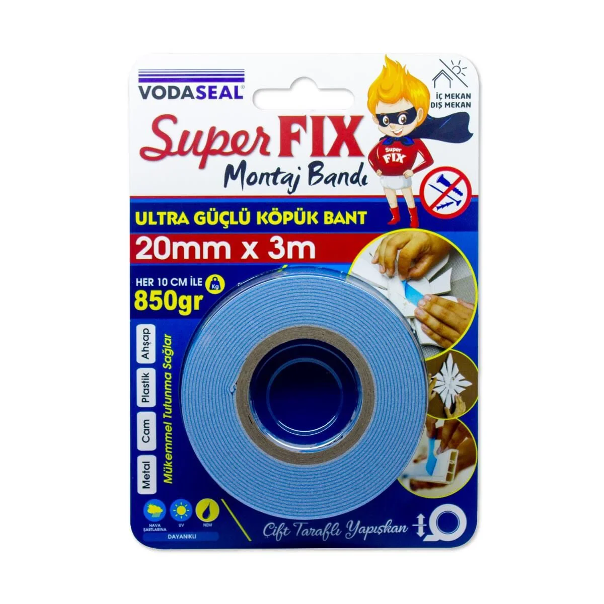 Süper Fix Çift Taraflı Montaj Bandı 20 mm 3 Metre
