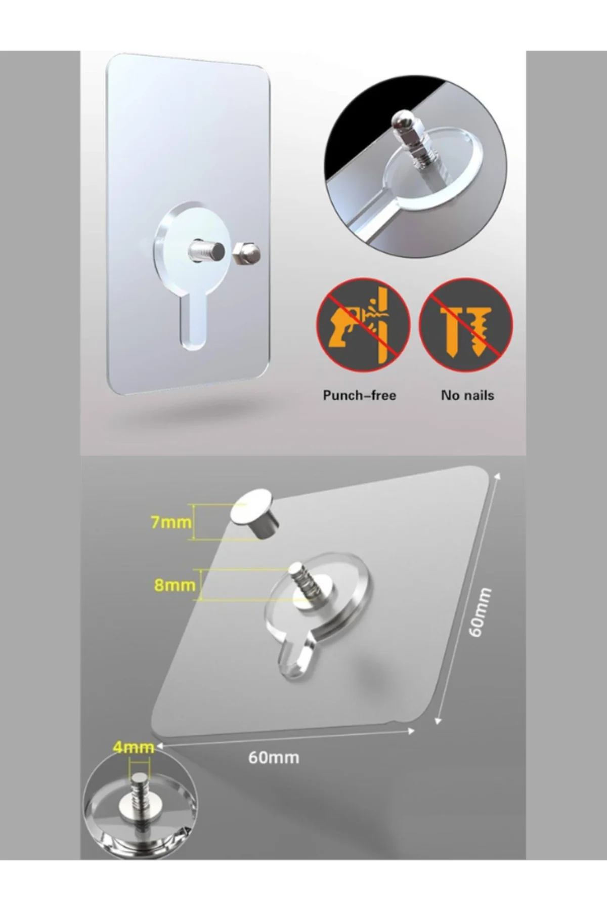 Süper Güçlü Çerçeve Askısı Pin Delgisiz Vidalı Tırnak Kanca Yapış