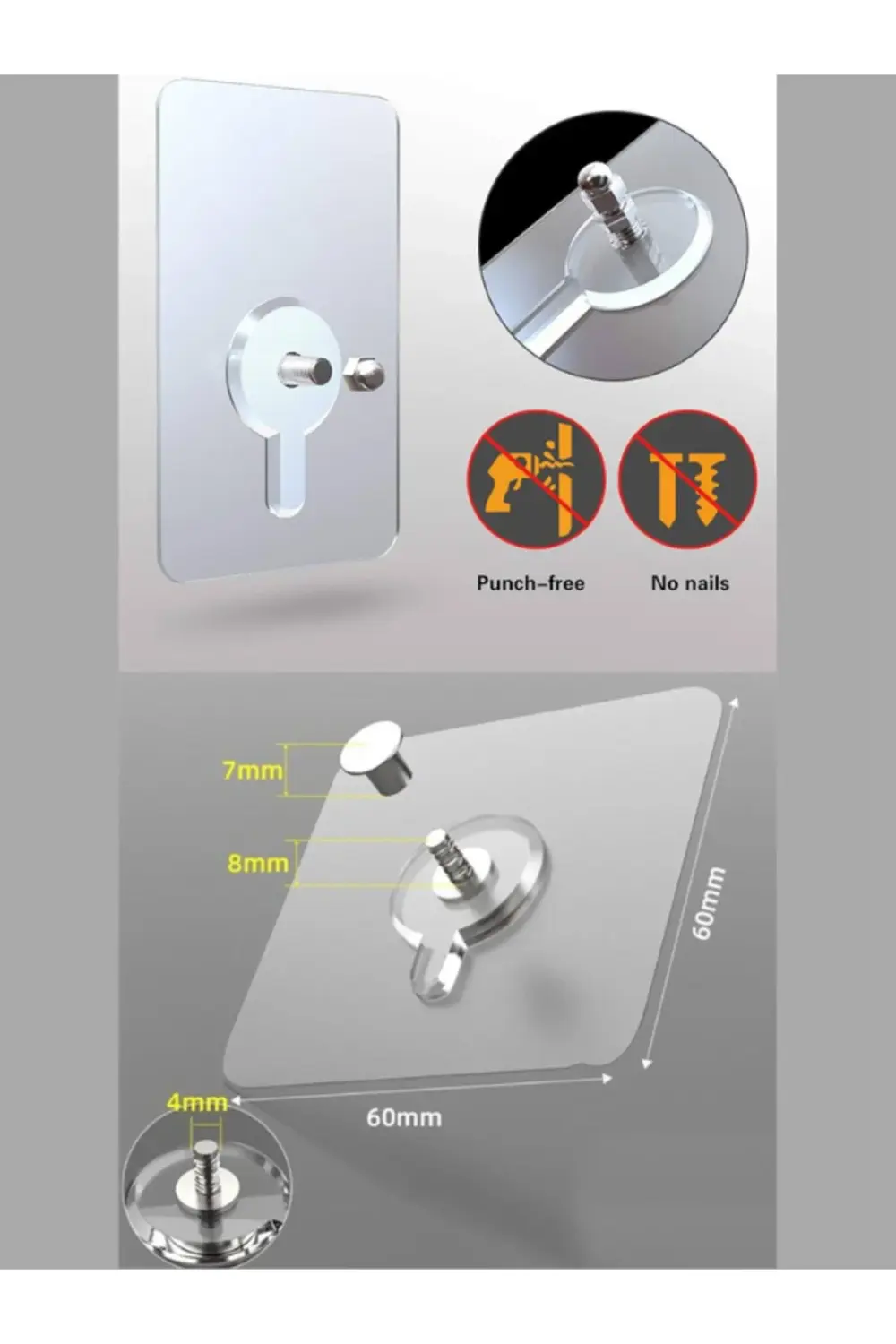 Süper Güçlü Çerçeve Askısı Pin Delgisiz Vidalı Tırnak Kanca Yapış