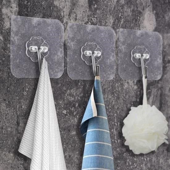 Süper Güçlü Yapışkanlı Suya Dayanıklı Şeffaf Askı 5li Set Yeniden Süper Güçlü Yapışkanlı Suya Dayanıklı Şeffaf Askı 5li Set Yeniden