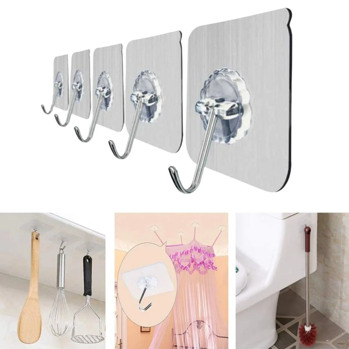 Süper Güçlü Yapışkanlı Suya Dayanıklı Şeffaf Askı 5li Set Yeniden Kullanılabilir Kancalar Bx40 Fiyatı, Yorumları ve Özellikleri