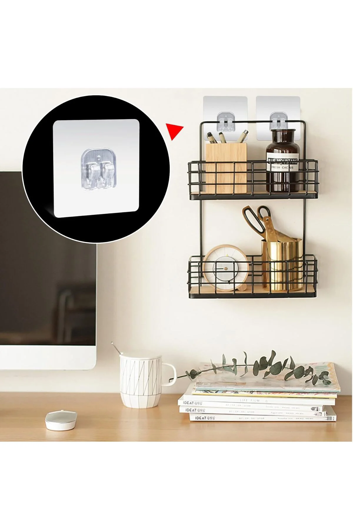 Süper Güçlü Yapışkanlı Raf ve Çerçeve Askısı – 7x7 cm (1 Adet)