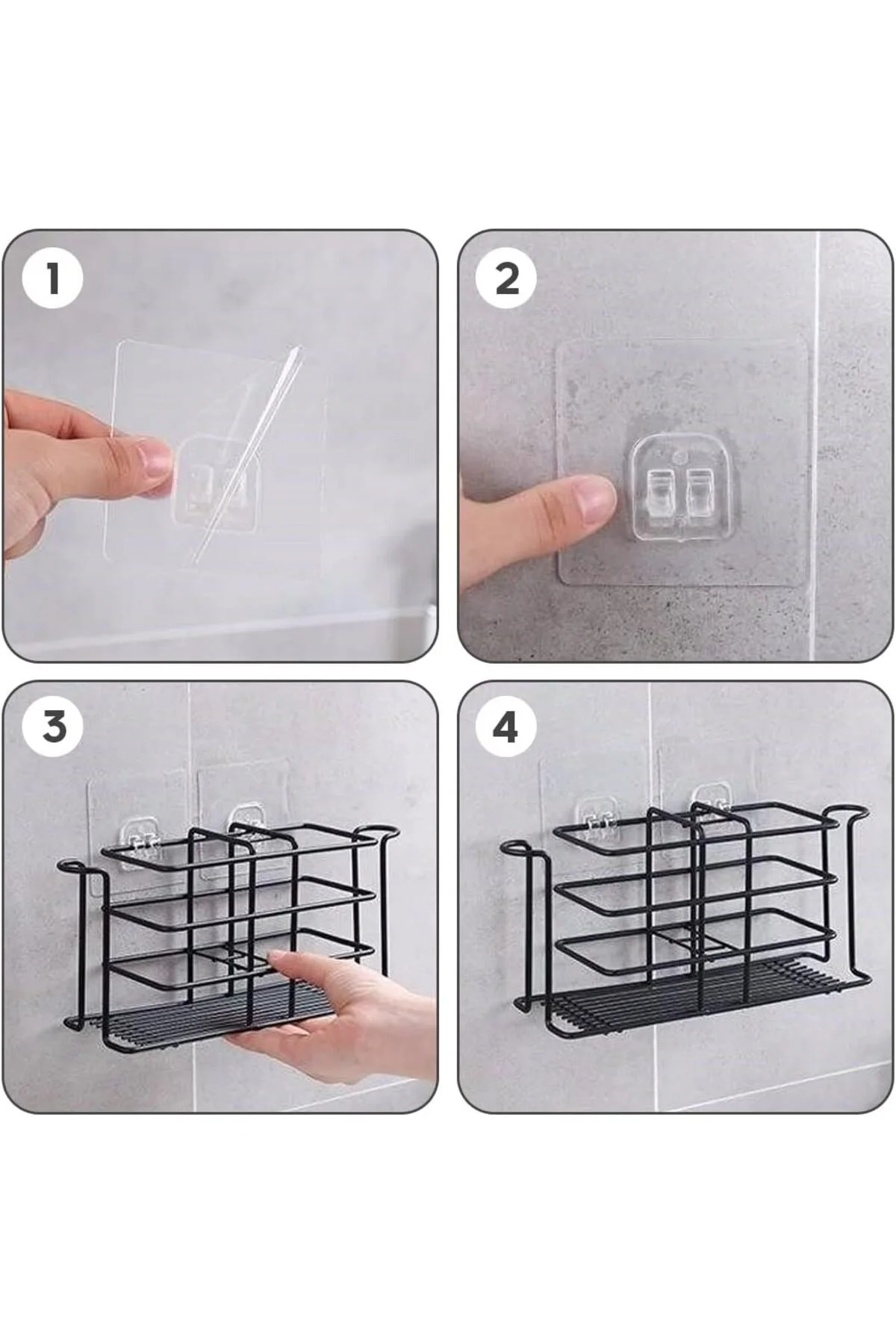 Süper Güçlü Yapışkanlı Raf ve Çerçeve Askısı – 7x7 cm (1 Adet)