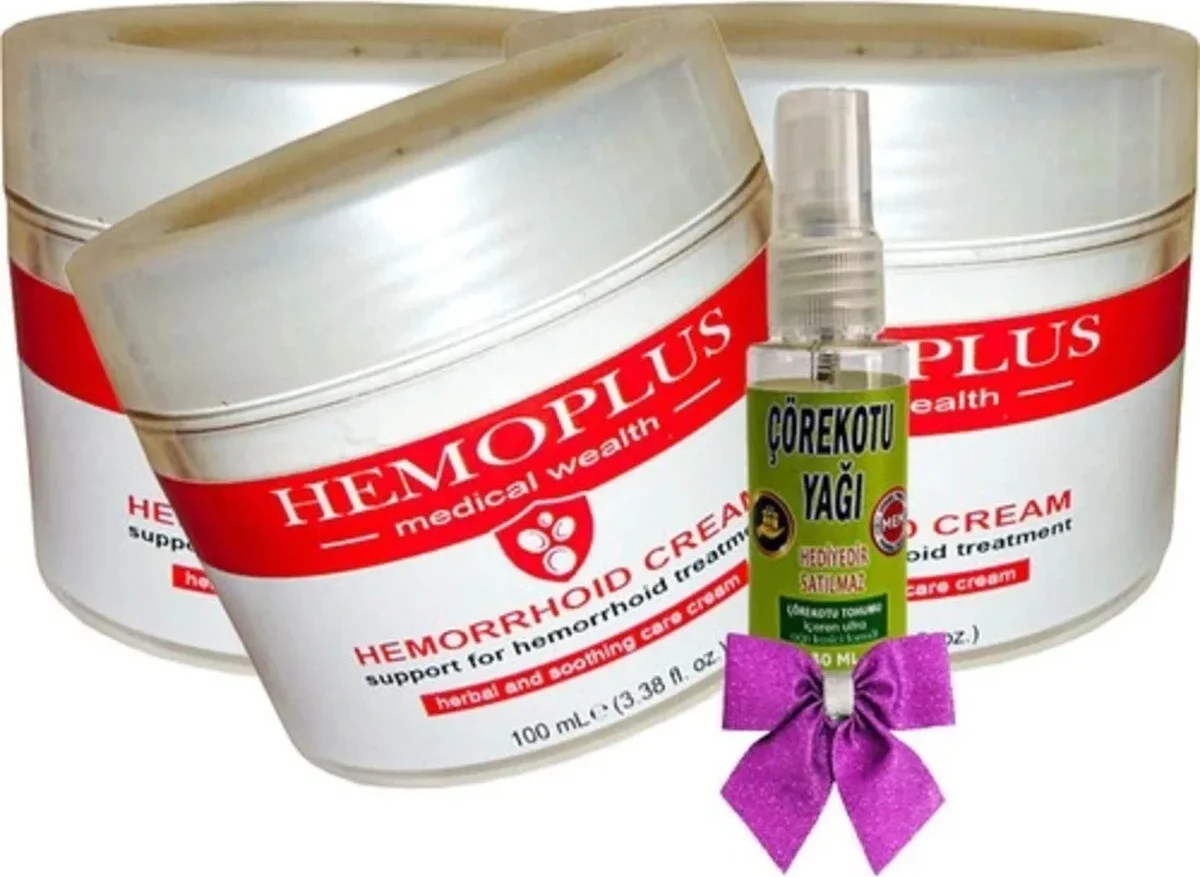 Süper Hemoplus Bakım Kremi 100 ml x 3 + Çörek Otu Yağı 30 ml – Kuru Ciltler İçin Besleyici Bakım Seti