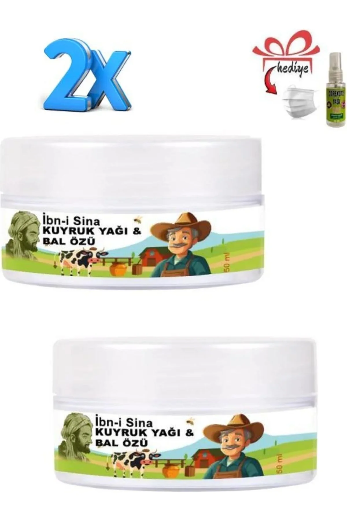 Süper Ibn-I Sina Vücudunuza Kuyruk Yağı&bal Özü Bakım Kremi 50 ml x 2 Ad + Çörek Otu Yağ ile Süper Ibn-I Sina Vücudunuza Kuyruk Yağı&bal Özü Bakım Kremi 50 ml x 2 Ad + Çörek Otu Yağ ile