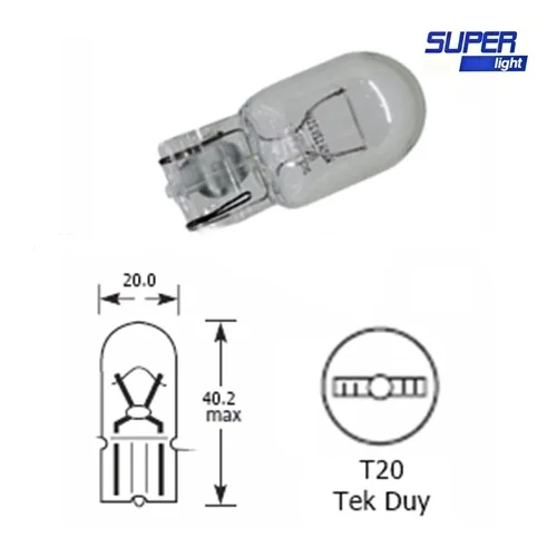 Super Light T20 Dipsiz Turuncu Park Ampulü Çift Duy WY21 12v 21W 1 Adet Fiyatı, Yorumları ve Özellikleri