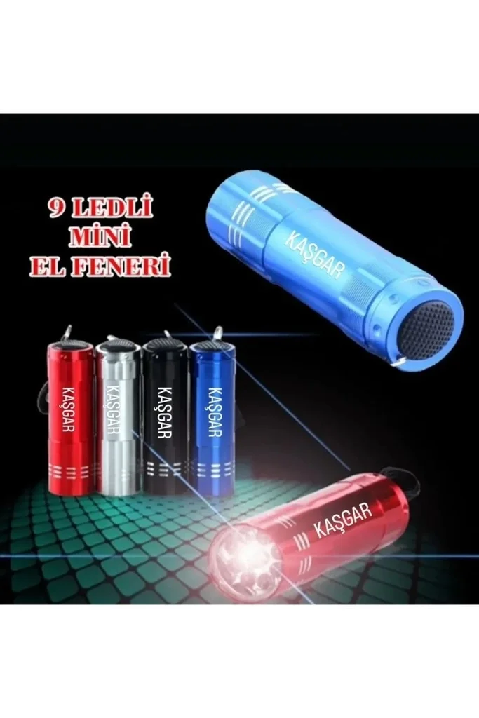 Süper Parlak 9 Ledli Metal Mini El Feneri