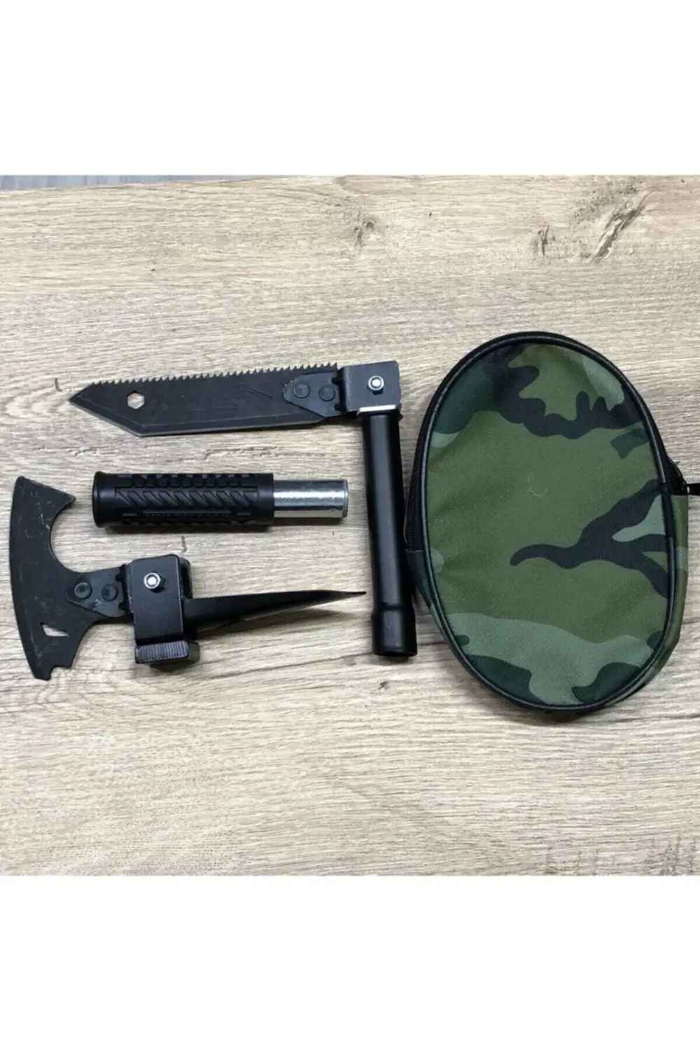 Süper Pratik Sökülüp Katlanan Minik Askeri Çelik Balta Çekiç Çapa