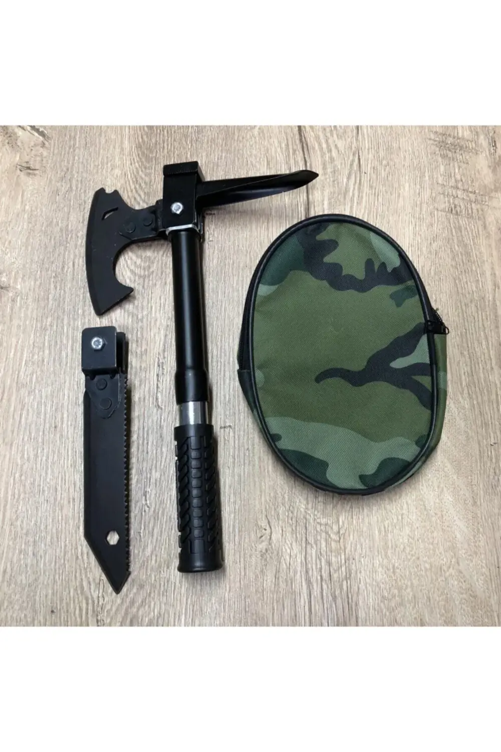 Süper Pratik Sökülüp Katlanan Minik Askeri Çelik Balta Çekiç Çapa