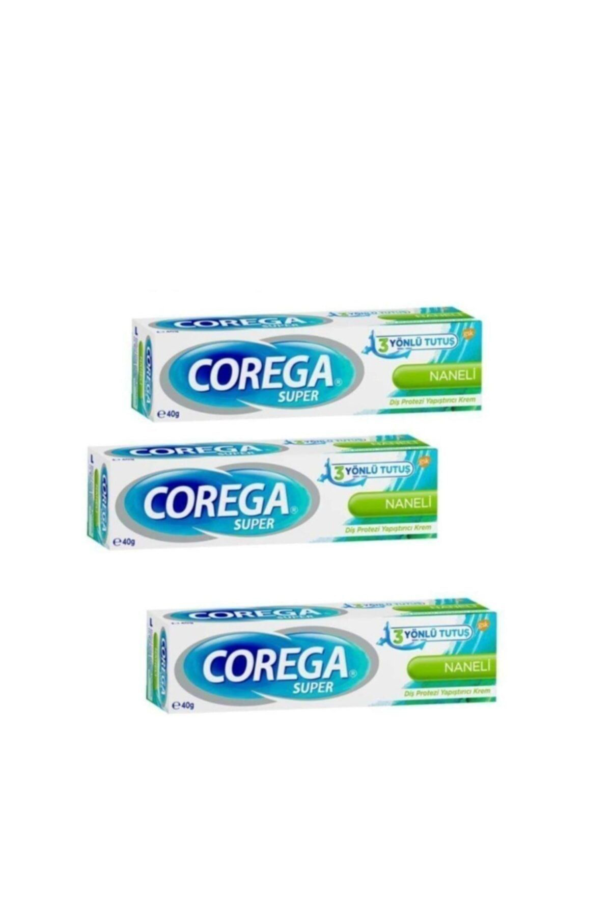 Corega Süper Protez Yapiştirici Krem Naneli 40Gr 3Lü