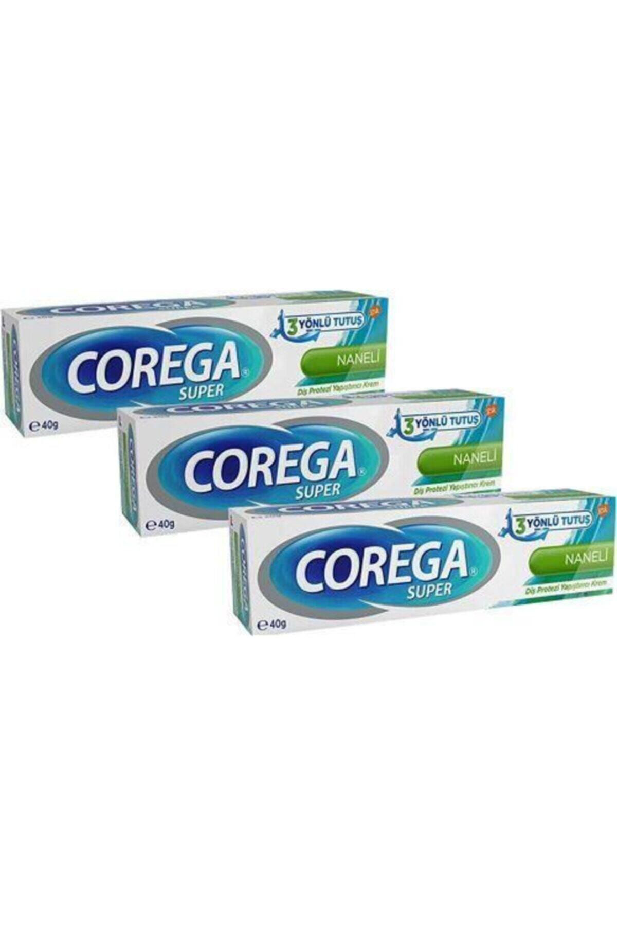 Corega Super Protez Yapiştirici Naneli Krem 40Gr X 3Adet