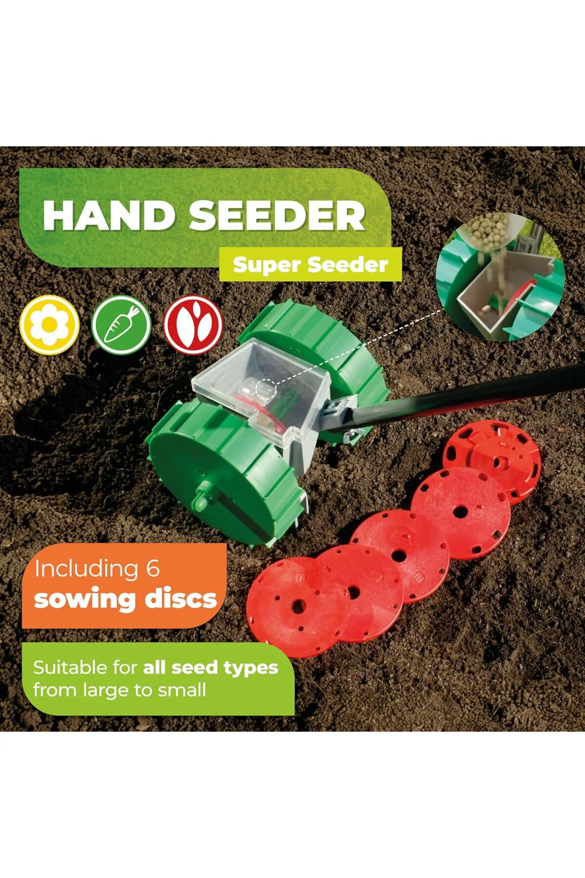 Super Seeder Manuel Tohum Ekme Makinesi, 6 Diskli
