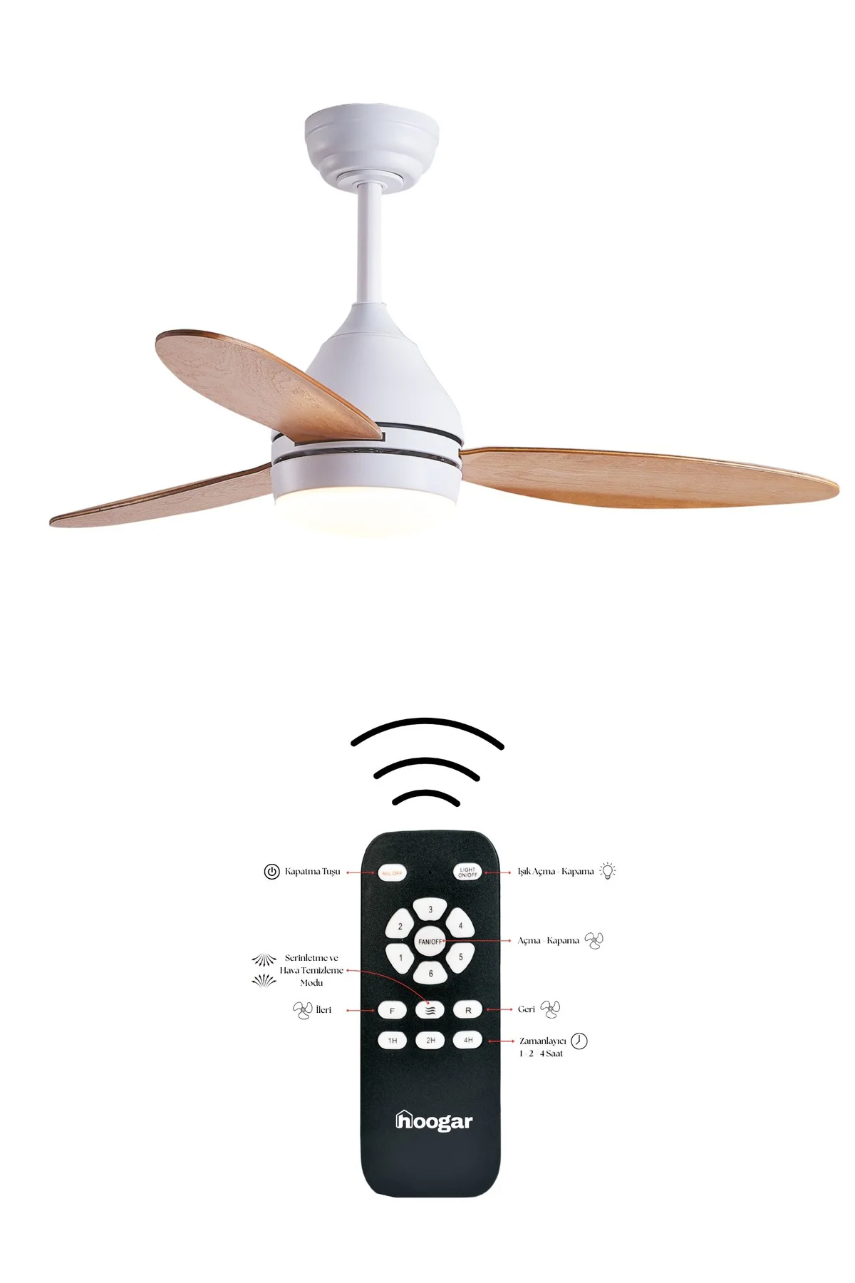 Süper Sessiz 3 Renk Uzaktan Kumandalı Dimmer Ayarlı Özel Bambu 95
