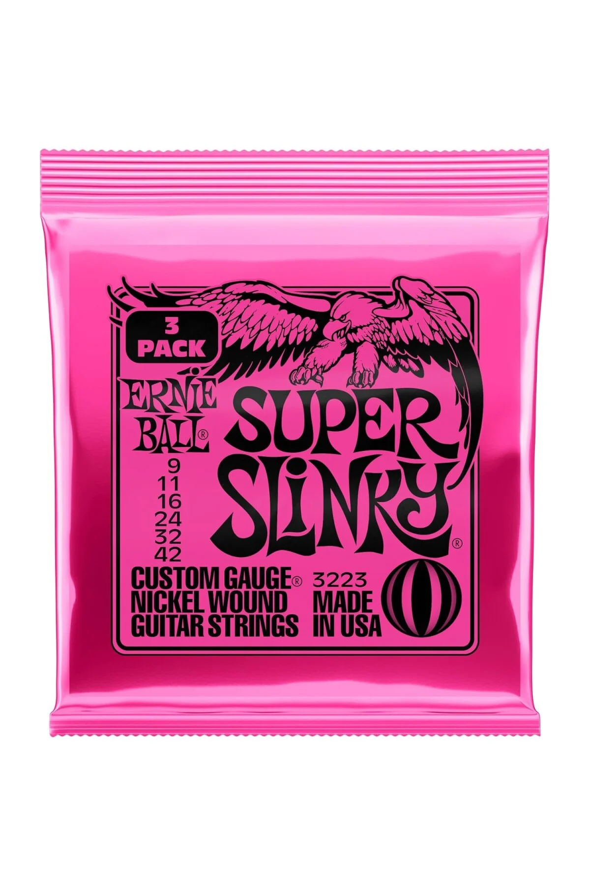 Super Slinky Nickel Wound Electric Guitar Strings 3 Pack - 9-42 G